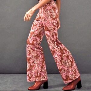 Anthropologie Maeve Metallic Paisley Floral Pants (Size 2)